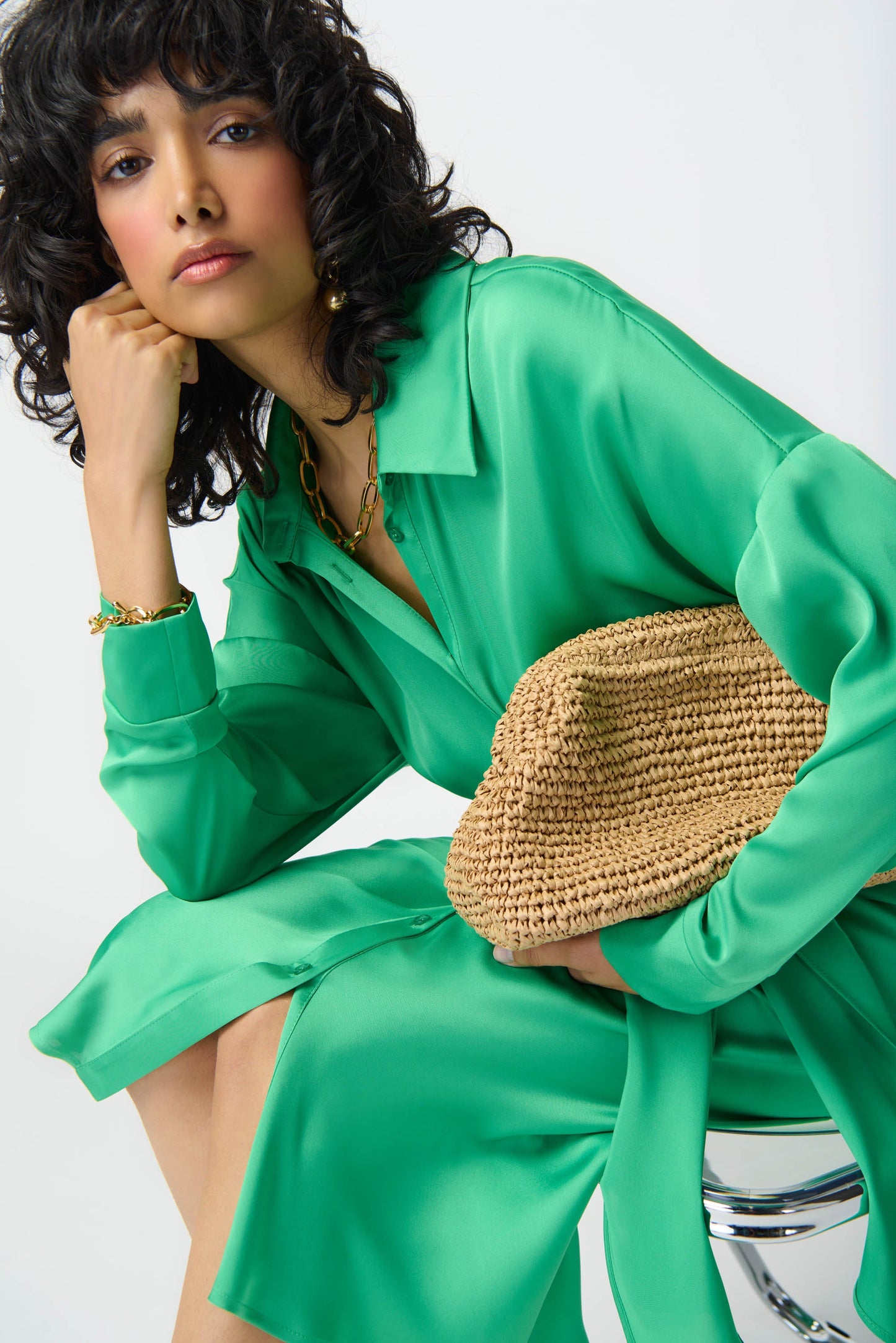 Satin Shirt Dress