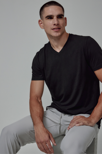 Core V-Neck Tee- Black