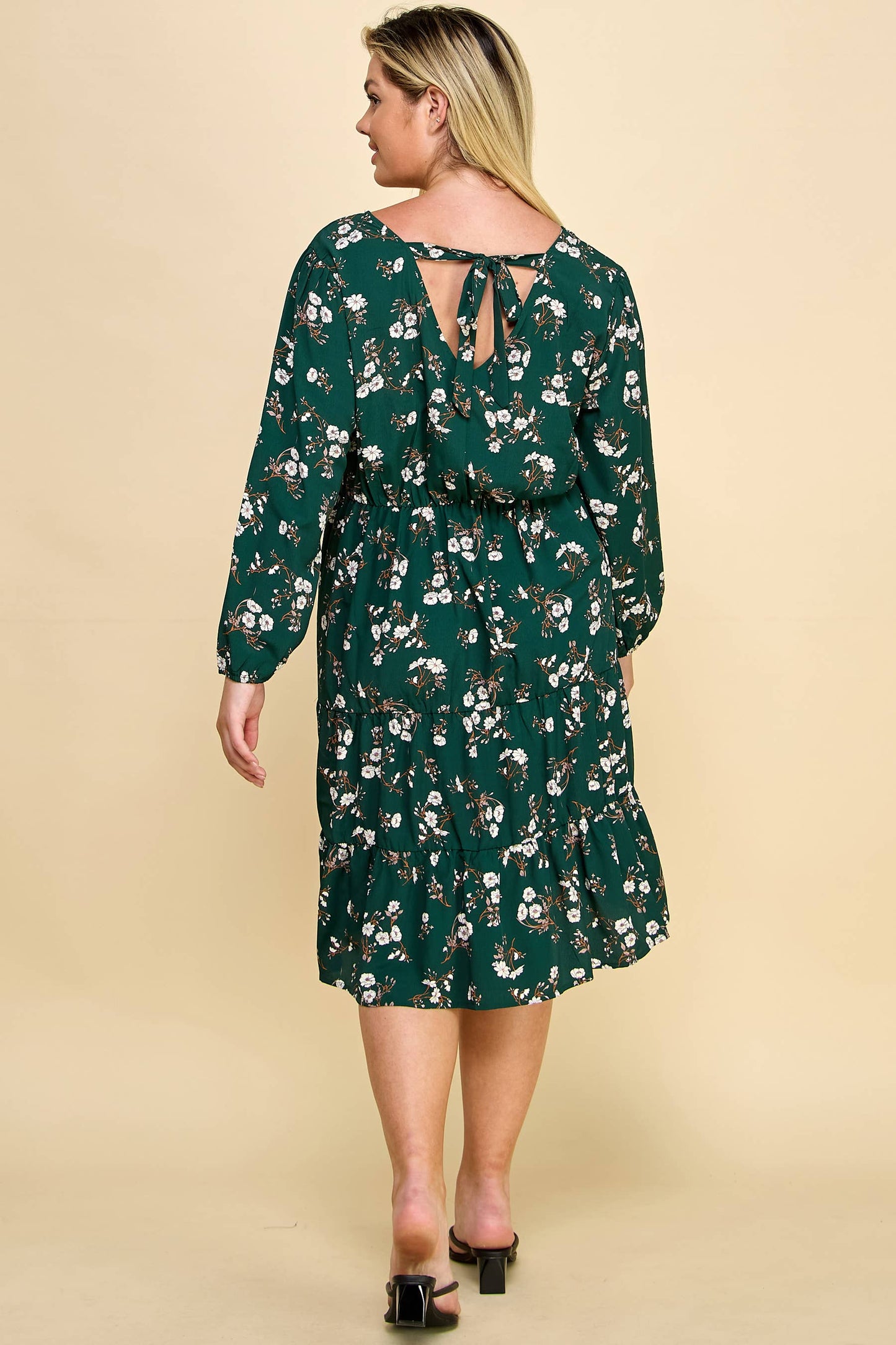 Plus Size Ruffled Floral Midi Dress