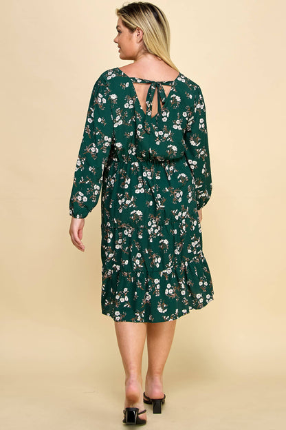 Plus Size Ruffled Floral Midi Dress