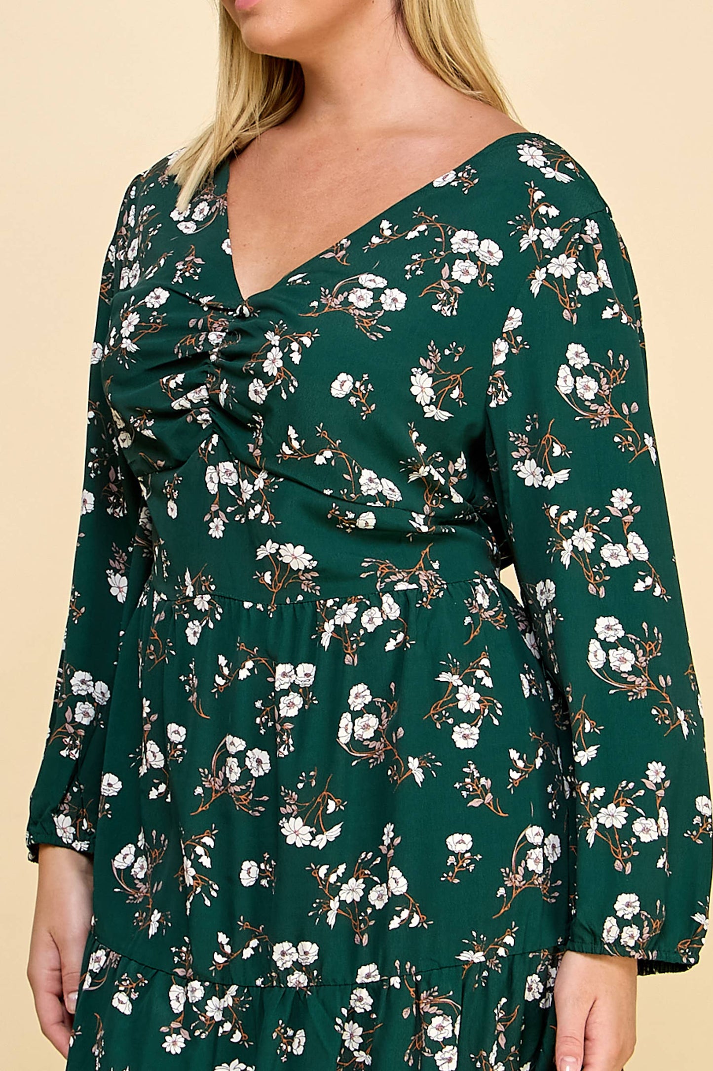 Plus Size Ruffled Floral Midi Dress