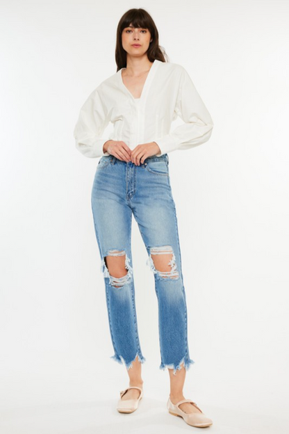 High-Rise Distressed Mom Jean