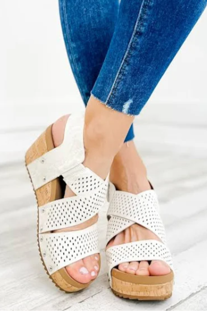 Corkys Guilty Pleasure Ivory Snake Wedge