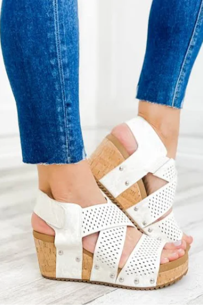 Corkys Guilty Pleasure Ivory Snake Wedge
