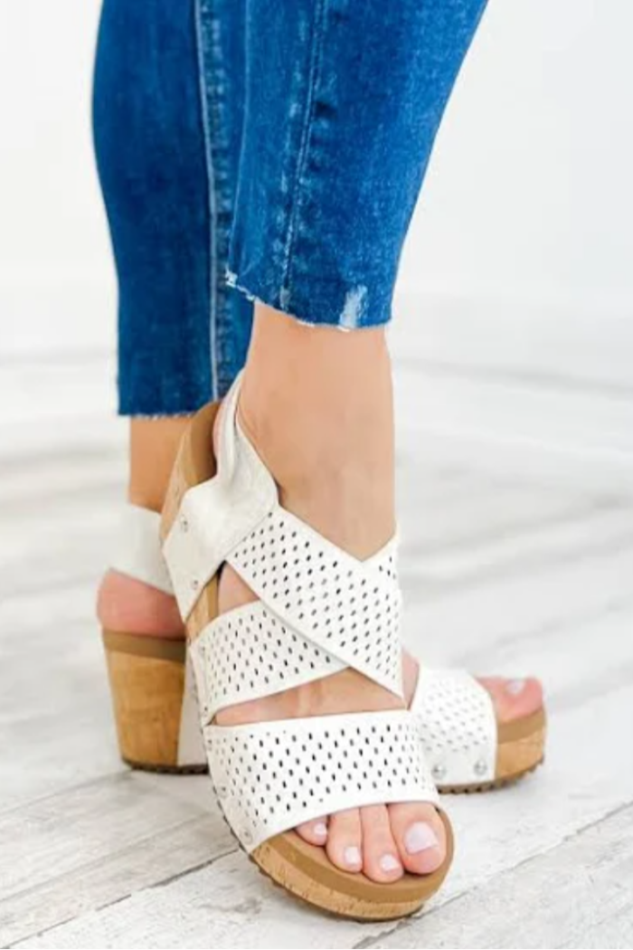 Corkys Guilty Pleasure Ivory Snake Wedge