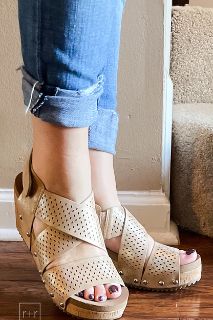 Corkys guilty pleasure gold wedge