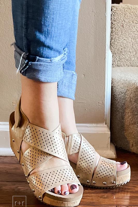 Corkys guilty pleasure gold wedge