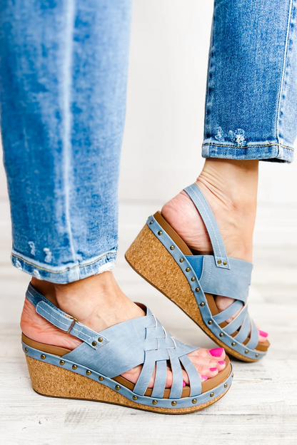 Corkys Dream Weaver Wedges Light Blue