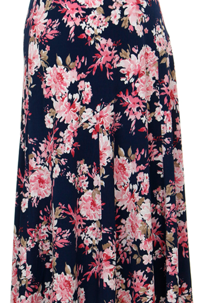 Pull On Tea Length Print Skirt