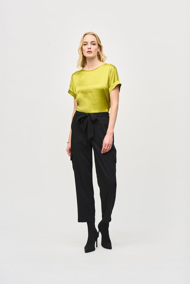 Satin Front Short Sleeve Top