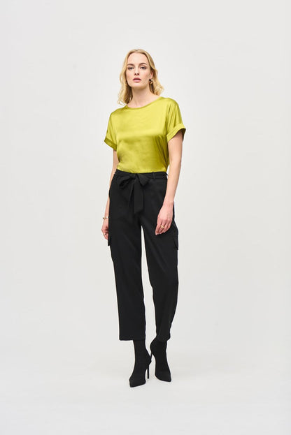 Satin Front Short Sleeve Top