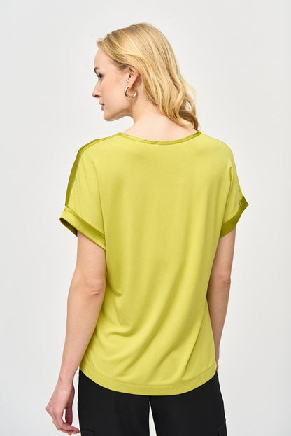 Satin Front Short Sleeve Top