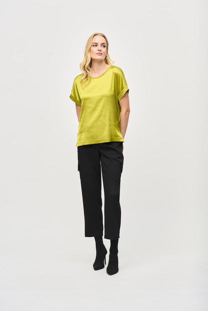 Satin Front Short Sleeve Top