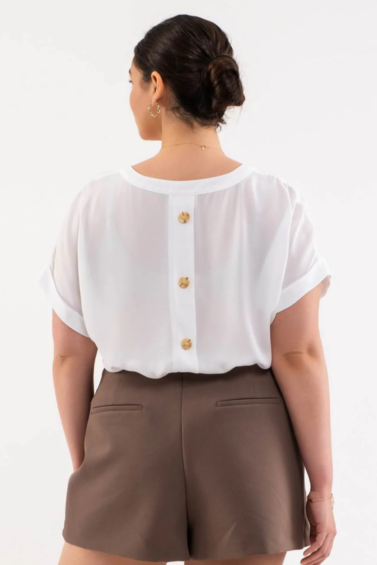 Plus Size Split Neck Front Pocket Top