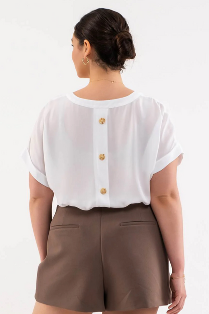 Plus Size Split Neck Front Pocket Top