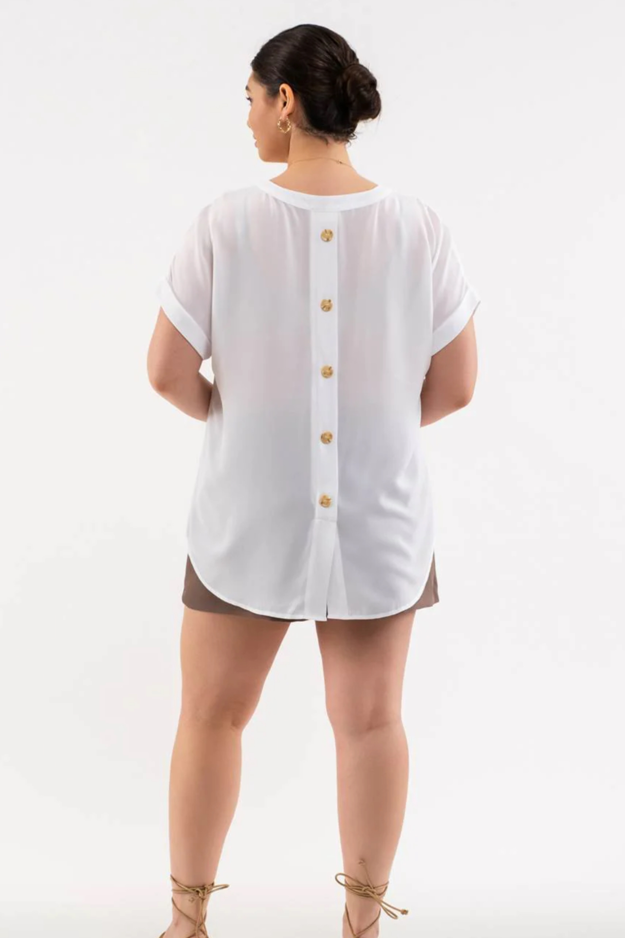 Plus Size Split Neck Front Pocket Top