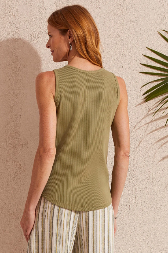 Solid Cotton Henley Tank Top