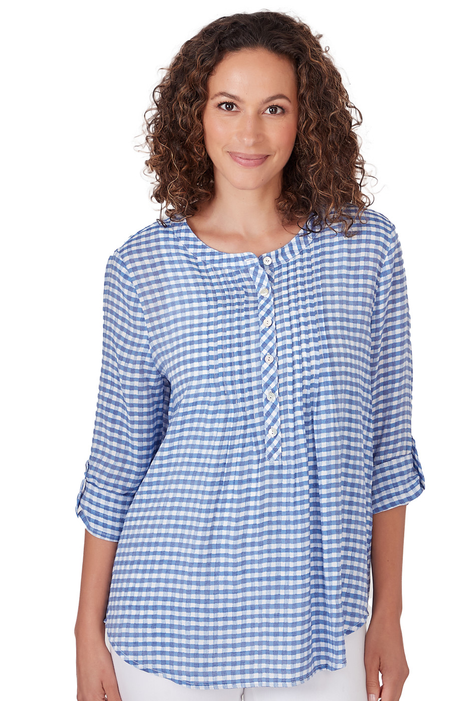 Gingham Silky Slub Top
