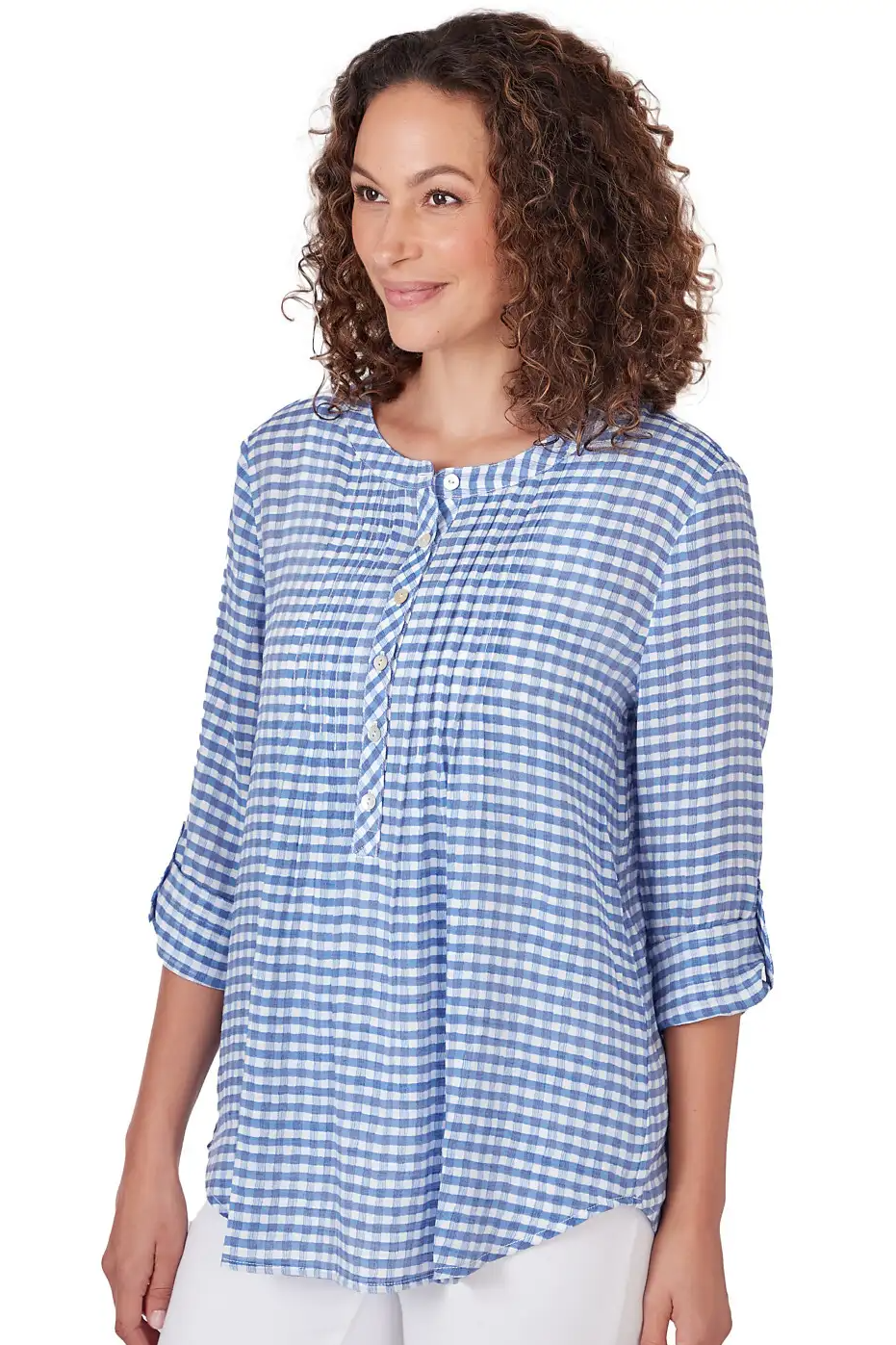Gingham Silky Slub Top