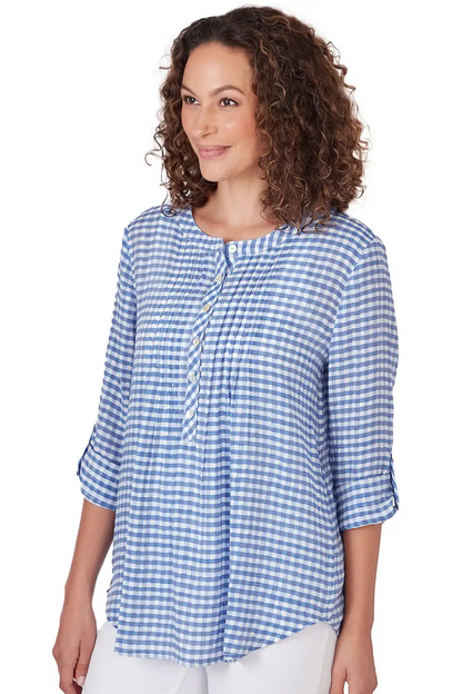 Gingham Silky Slub Top