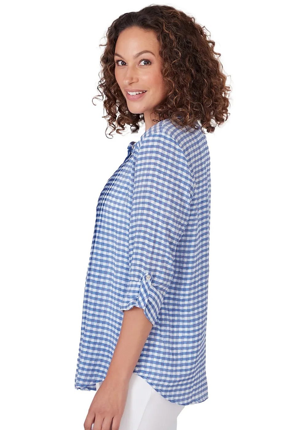 Gingham Silky Slub Top