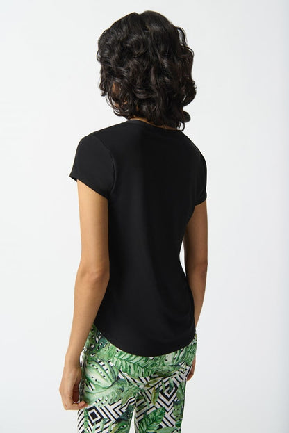 Silky Knit Boxy Top- Black