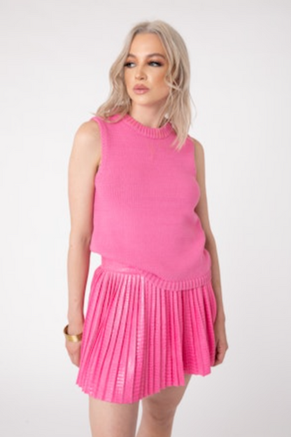 Pleated Snake Skin Mini Skirt