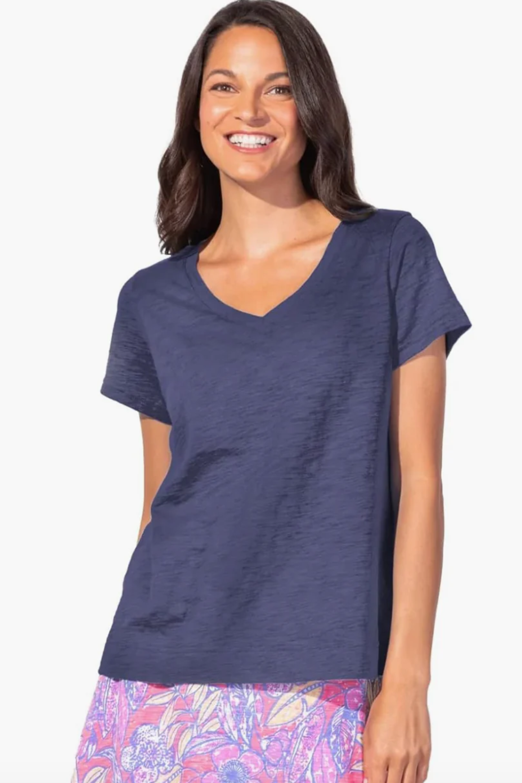 Cotton Slub-Knit V-Neck Tee