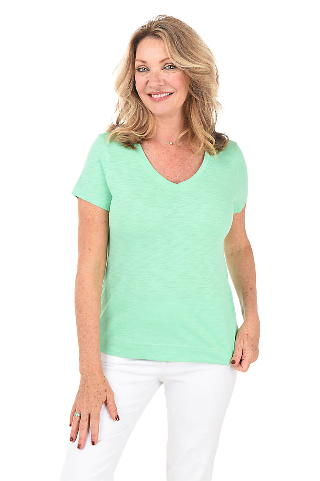 Cotton Slub-Knit V-Neck Tee