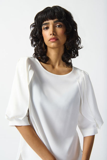 Georgette Statement Sleeve Top- Vanilla