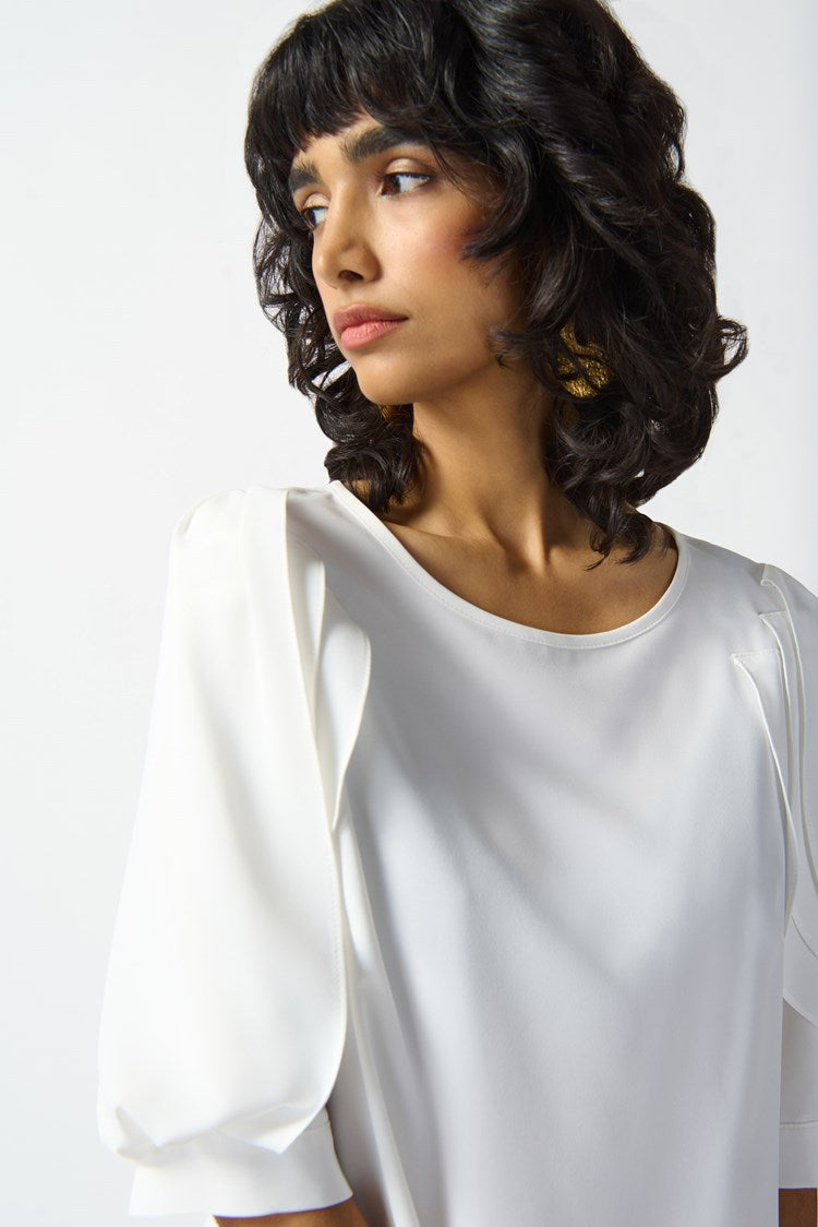 Georgette Statement Sleeve Top- Vanilla