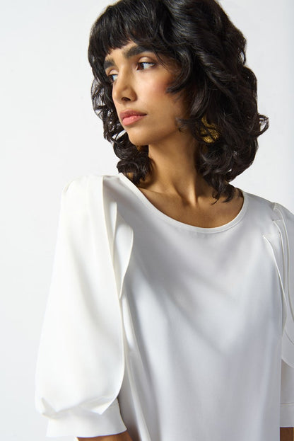 Georgette Statement Sleeve Top- Vanilla