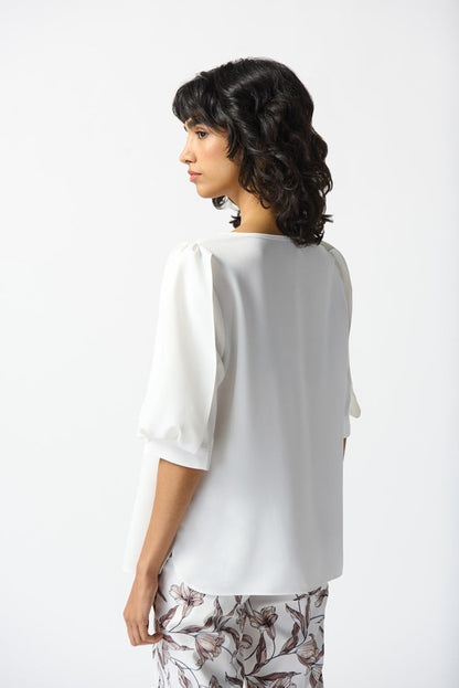 Georgette Statement Sleeve Top- Vanilla