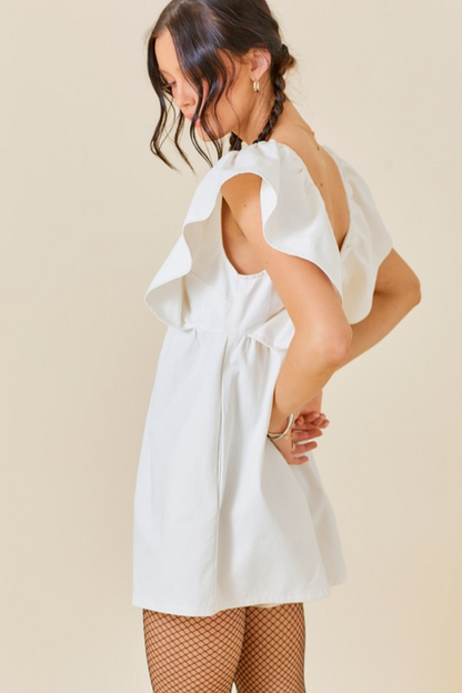 Ruffle Slv V-Neck Romper