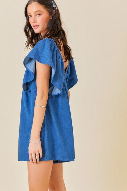 Ruffle Slv V-Neck Romper