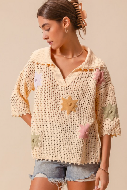 Flower Knit Sweater
