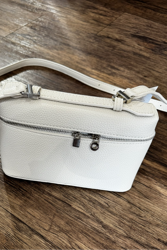 Cream, Vegan Leather Cross Body Handbag