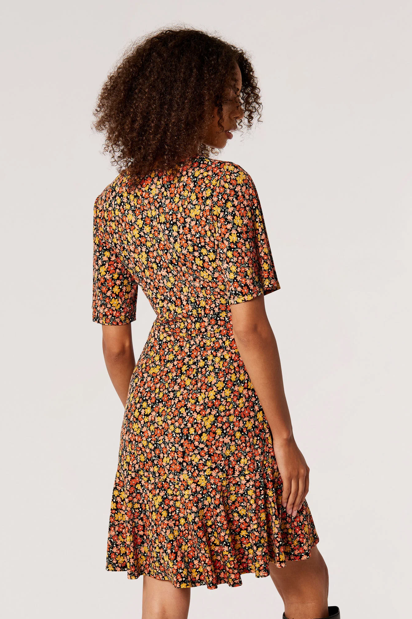 Graphic Ditsy Wrap Dress