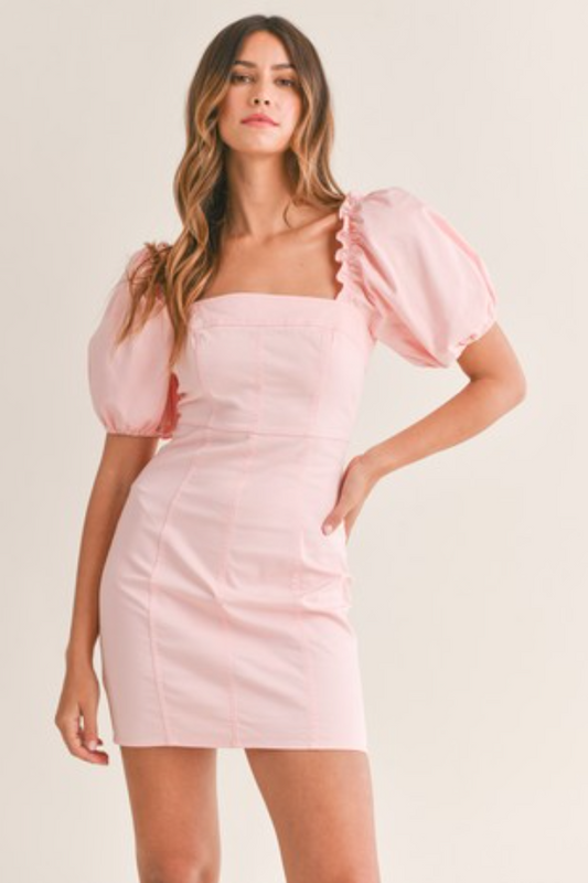 Puff Slv Mini Dress
