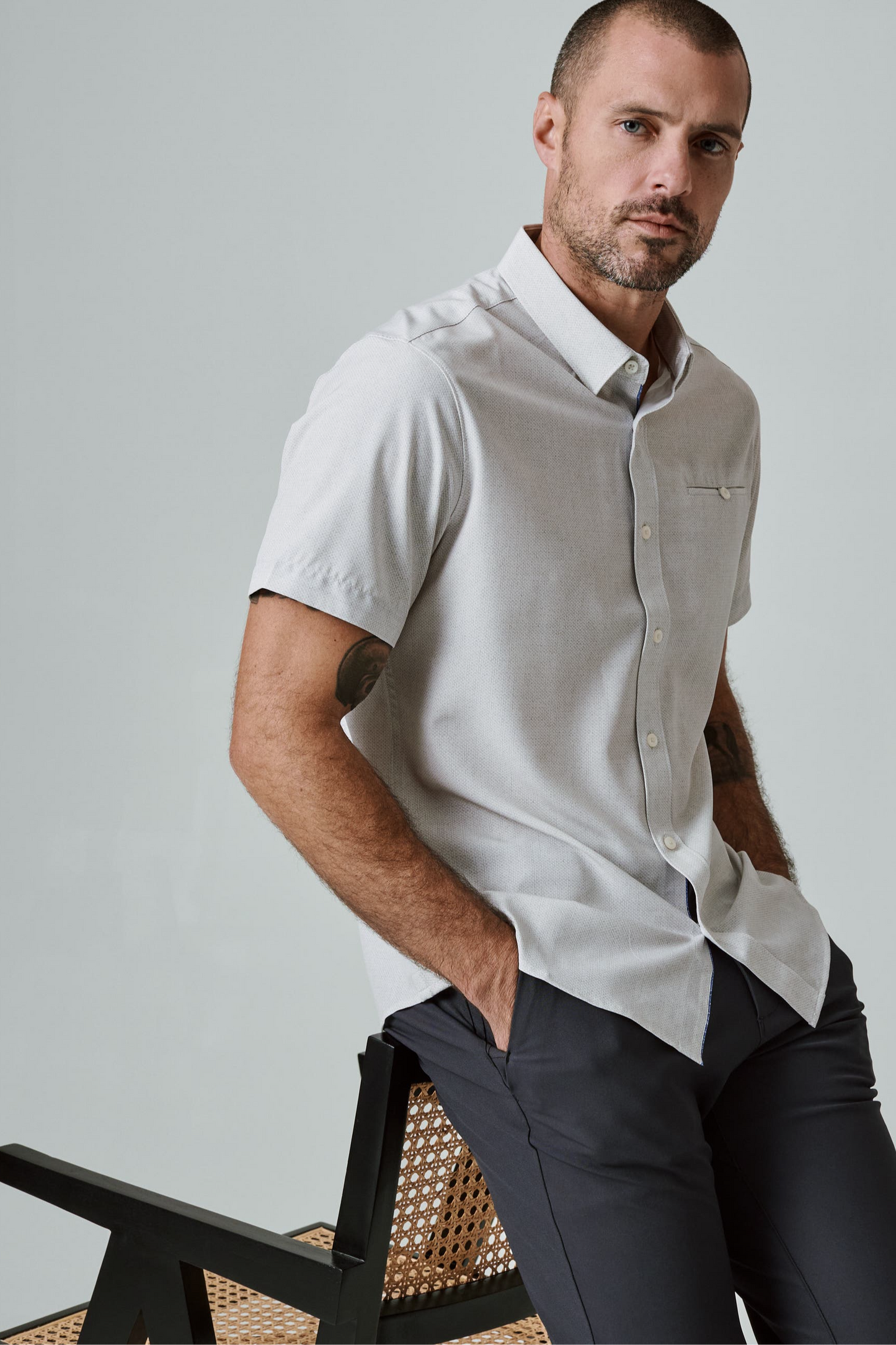 Ponti Short Sleeve Shirt- Cream