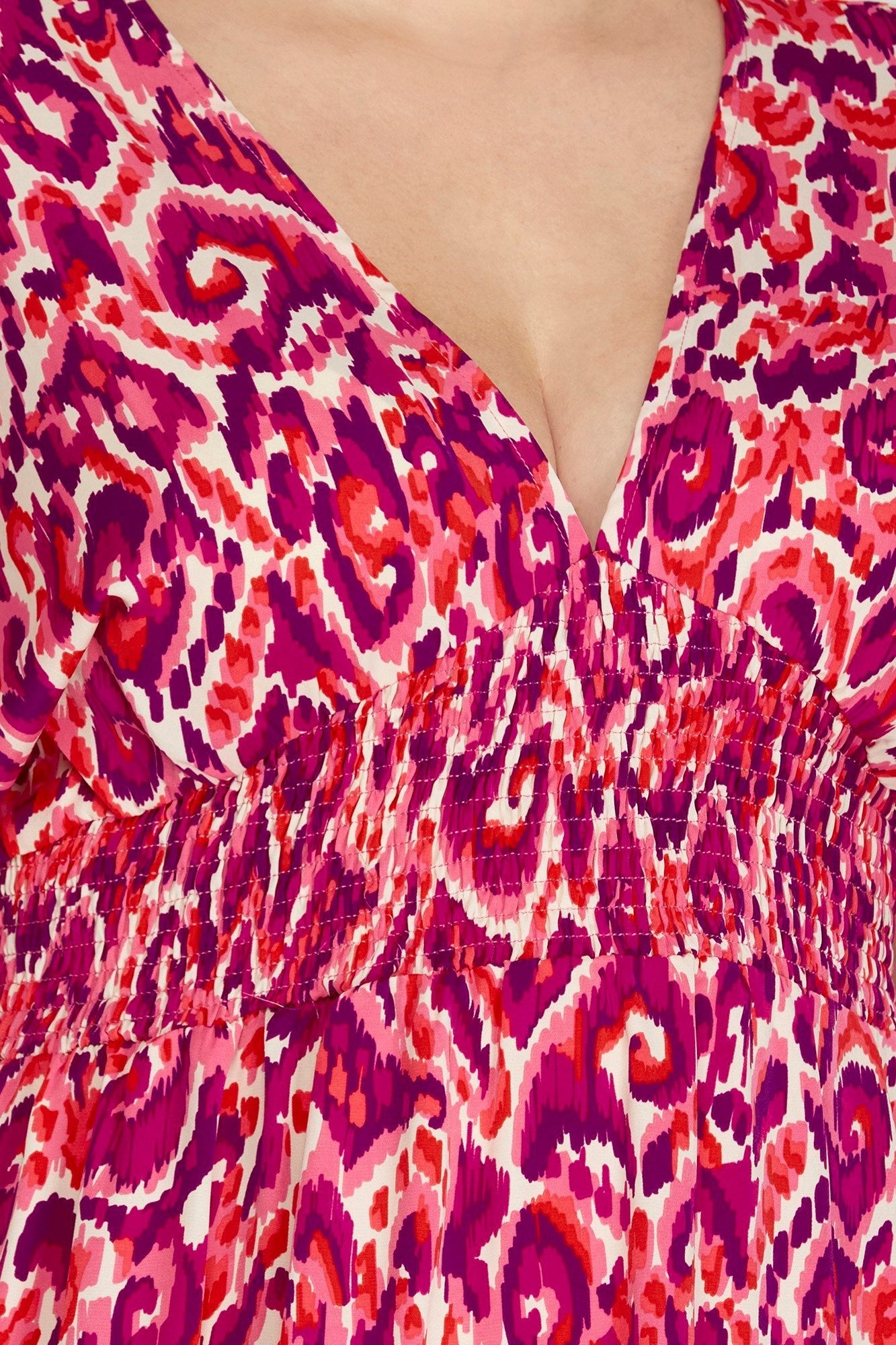 Drop Shoulder Short Sleeve Woven Print Dress