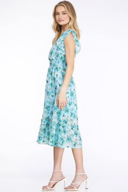 Ruffled Floral Print Woven Mini Dress