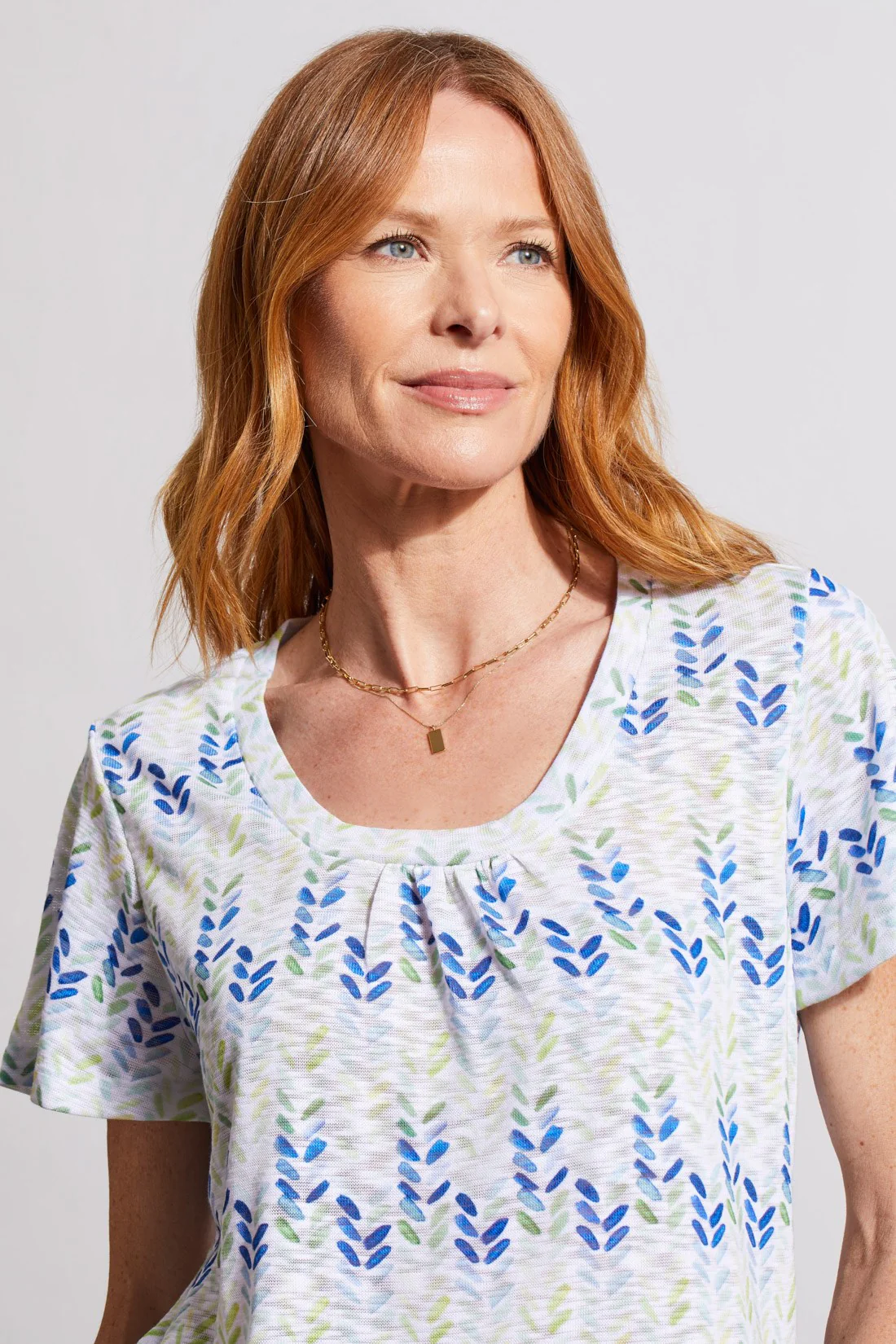 PRINTED U-NECK SS TOP