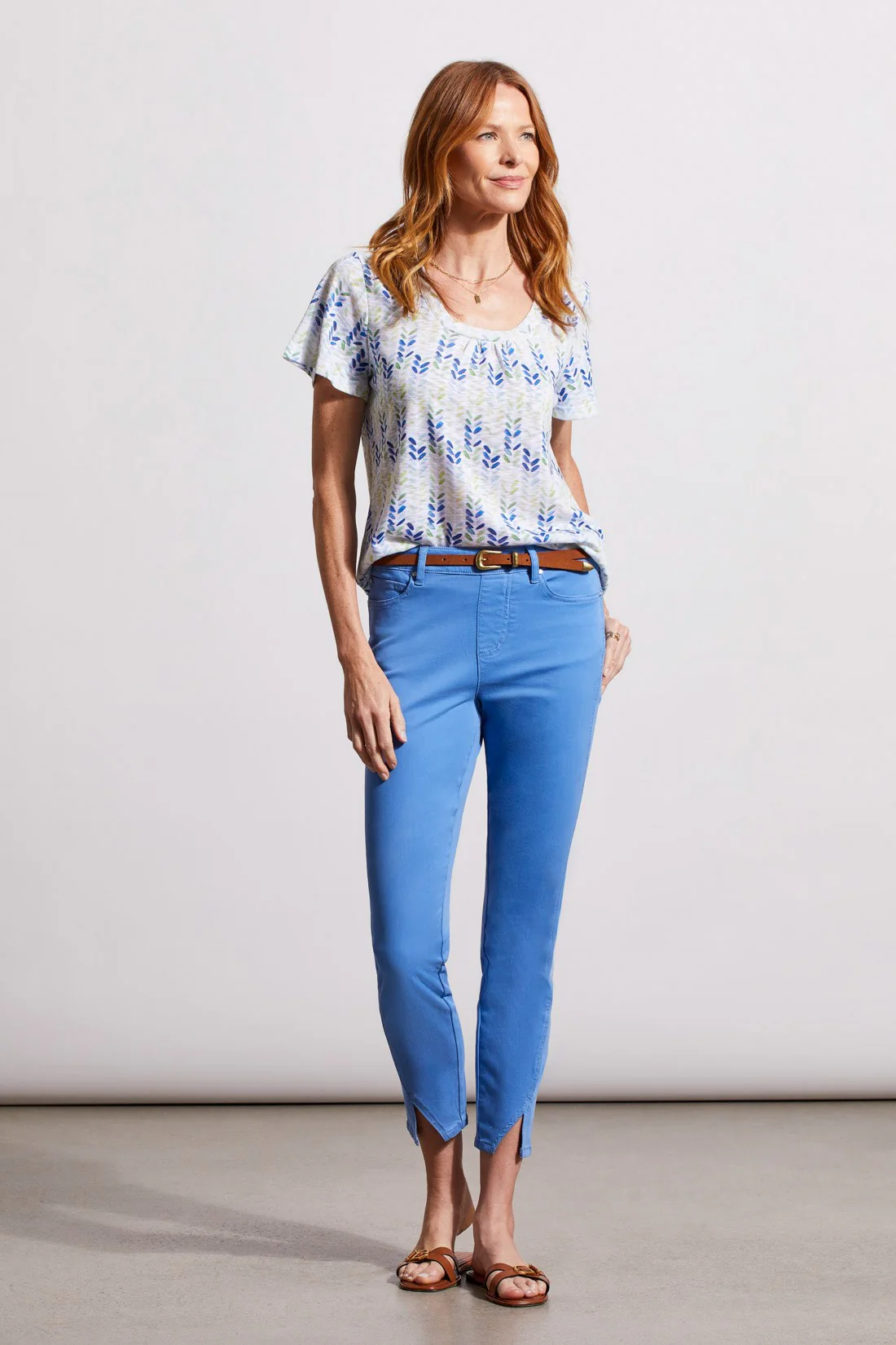PRINTED U-NECK SS TOP