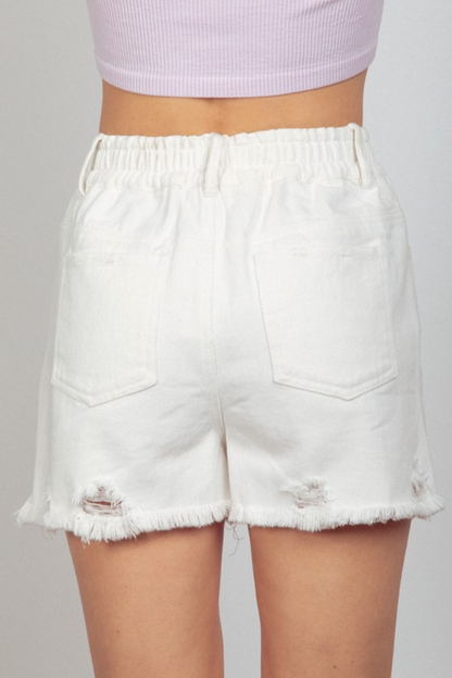 Elastic Distressed Shorts