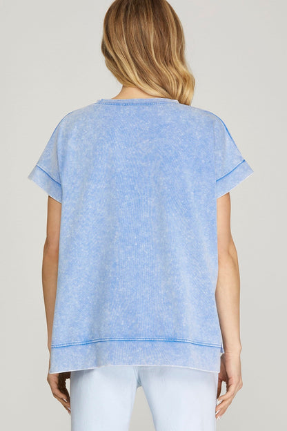 Short sleeve crewneck wash cotton t-shirt