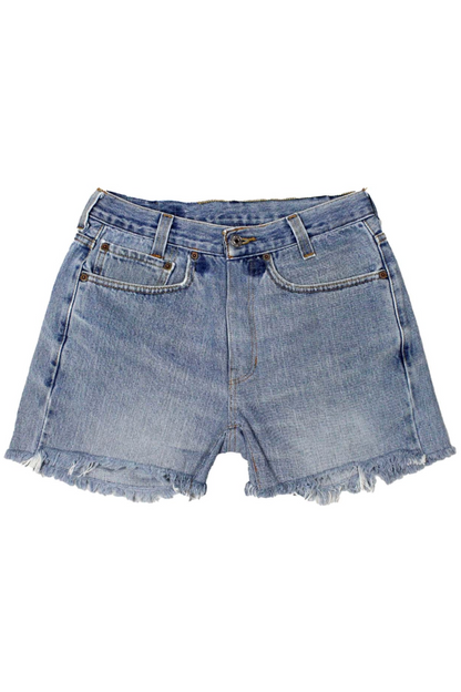 Mid-Rise Upcycled Denim Straight-Cut Shorts