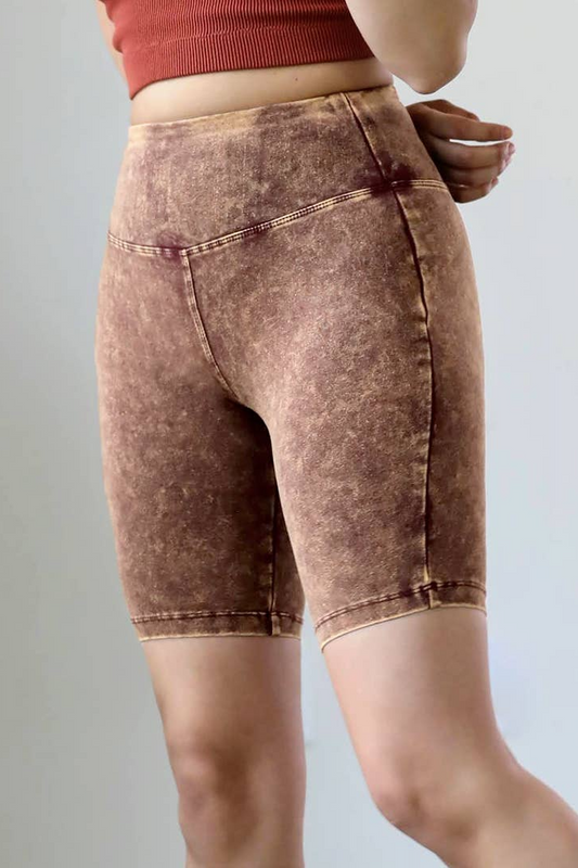 Mineral Wash Wide Waistband Shorts