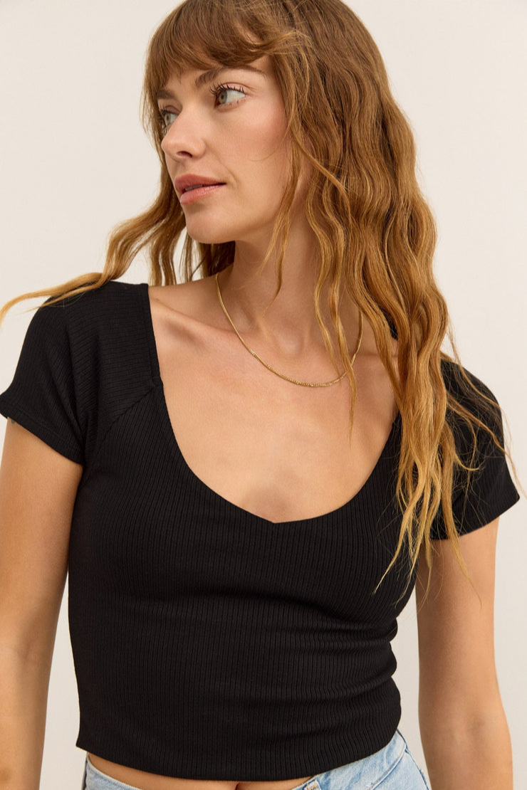 Kallen Rib Top- Black