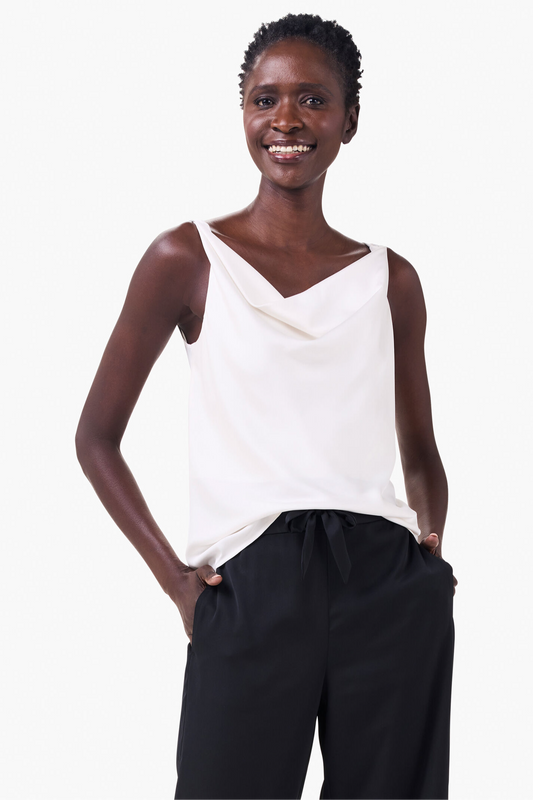 Crepe Drape Tank- Classic Cream